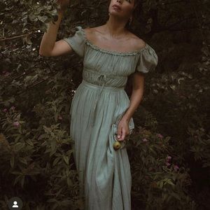 Linennaive maxi linen dress in Turquoise